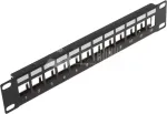 Wirewin TKS PANEL 12 12 prievadų Keystone patch panelis, 10 inch stovo tvirtinimo, ekranuotas, juodas