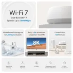 TP-Link Deco BE22 (1 vnt.) tinklo sistema Wi-Fi 7 Dual-Band (2,4 GHz / 5 GHz) balta