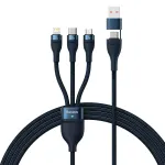 Baseus Flash Series 2 USB kabelis 3 viename, USB-C + Micro USB + Lightning, 100 W, 1,2 m, mėlynas