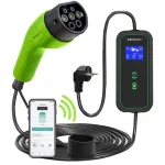 Qoltec Mobile EV Car Charger ne&scaron;iojamas elektromobilio įkroviklis 2in1 Type2 | 3.5kW | 230V | Wi-Fi | LCD | 5m