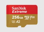 &bdquo;SanDisk Extreme&ldquo; 256 GB &bdquo;MicroSDXC&ldquo; UHS-I U3 V30 atminties kortelė (SDSQXAV-256G-GN6MA) raudona