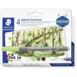 Staedtler Design Journey 371 BK4-3 pigmentinių teptukinių ra&scaron;iklių rinkinys, Forest Colors, 4 vnt.
