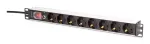 DIGITUS PDU - 1U aliumininis stovo 7x saugos + 1x lizdas 16A 4000W 250VAC 50/60Hz apsauga nuo perkrovos