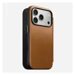 Nomad Modern Leather Folio dėklas iPhone 17 Pro, oda + aliuminis, 6,3 colio (16 cm), Tan, 3 kortelių ki&scaron;enės