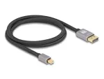 DeLOCK Mini DisplayPort į DisplayPort laidas 8K 60 Hz 1 m pilka metaliniai lizdai be fiksatoriaus