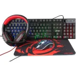 Žaidimų rinkinys Ultron HAWK klaviatūra ir pelė QWERTZ voki&scaron;kas juoda raudona balta