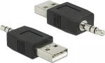 Adapteris USB A į 3,5 mm lizdą DeLOCK 66069, juodas