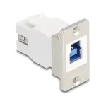 Keystone modulis DELOCK 67337 montavimui į skydelį USB Type-B į USB Type-A 5 Gbps, sidabrinis/baltas