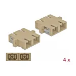 Skaidulinio optinio adapterio rinkinys DELOCK SC lizdas&ndash;lizdas smėlio spalvos, 4 vnt. (85996)