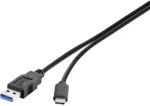 Renkforce RF-3241264 USB Laidas 0,15 m USB 3.2 Gen 1 (3.1 Gen 1) USB A USB C Juodas