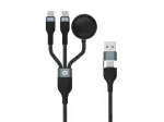 USB A į 2&times; USB-C 3-in-1 greitojo įkrovimo ir duomenų kabelis Conceptronic ETTA08B15 &mdash; 1,5 m, USB 2.0, 5 A, Apple Watch įkroviklis, 100 W E-Mark