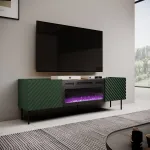 Spintelė televizoriui su elektriniu židiniu Cama Meble ONDA 180,5&times;40&times;58,0 cm, medžio drožlių plok&scaron;tė, žalia, ant kojelių arba montuojama ant sienos