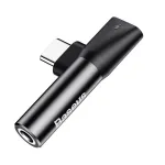 Baseus garso adapteris USB-C į Mini Jack 3,5 mm + USB-C (juodas)