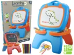 LEAN TOYS Dvipusė magnetinė kreidinė lenta su mėlynais ir raudonais &scaron;ablonais