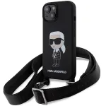 Karl Lagerfeld KLHCP15SSCBSKNK iPhone 15 / 14 / 13 6.1 &bdquo;Hard Case&ldquo; Black Crossbody Silicone Ikonik
