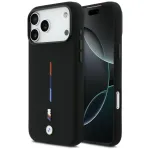 BMW M Silicon Tricolor Line MagSafe dėklas, skirtas Apple iPhone 17 Pro Max, juodas