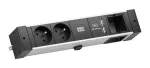 Bachmann Desk Rail - 2 m - Indoor - Type E - Aluminium - Plastic - Black - Silver - 2 AC Outlets