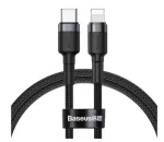 Baseus Cafule USB-C į Lightning laidas, nailoninis pintas, PD 18W, QC3.0, 1m, juodas