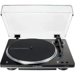 Patefono grotuvas Audio-Technica AT-LP70XBTBS, juodas/sidabrinis, visi&scaron;kai automatinis, diržinė pavara, Bluetooth, integruotas fono i&scaron;ankstinis stiprintuvas