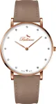 BELLEVUE Women's Quartz Analog Watch B53 40mm Stainless Steel Case Black Leather Strap