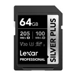 Lexar Professional SILVER PLUS SDXC 64GB atminties kortelė UHS-I U3 V30 A2