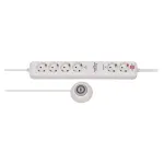 Brennenstuhl Eco-Line Comfort Switch Plus EL CSP 24 1159560216 ilgintuvas su 6 lizdais (4 jungiami, 2 nuolatiniai), kojinis jungiklis, 1,5 m kabelis, baltas