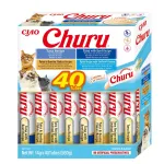 Drėgni skanėstai katėms INABA Churu Variety box Tunas su jūros gėrybėmis &mdash; 40 x 14 g pastos paketėlių, be grūdų, be cukraus