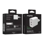 Mophie ROC GaN 45W Dual USB-C sieninis įkroviklis &ndash; baltas