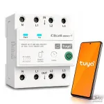 Qoltec 50976 i&scaron;manioji trijų fazių Wi-Fi relė 63A, DIN bėgiui, 3P+N, laikmatis, Tuya