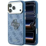 GUESS 4G & Big Resin Logo dėklas, skirtas iPhone 17 Pro Max / 18 Pro Max - &scaron;viesiai mėlynas