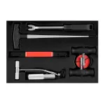 NEO TOOLS TOP-11-819 7 dalių stiklo keitimo rinkinys su 22 m kvadratinio profilio viela, rankenomis, tiektuvu, yla, apdailos įrankiu, vielos griebtuvu ir dėklu