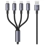 USAMS 4-in-1 kelių įrenginių įkrovimo laidas 2x USB-C / Lightning / Micro USB 15W 1,2 m juodas