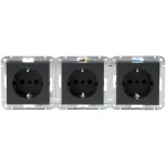 HEINRICH KOPP HK07 KombiQuick trigubas Schuko lizdas, antracito spalvos, įleidžiamas, 16 A, 250 V, su vaikų apsauga, be halogenų 133415001