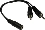 GoodConnections AD-35B2S garso Y-adapteris 3,5 mm stereo lizdas į 2x RCA mono ki&scaron;tukus, 20 cm, nikeliuoti kontaktai, juodas