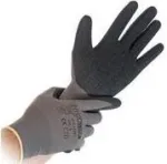 HYGOSTAR Skill darbo pir&scaron;tinės, pilkos/juodos, dydis S, nailono smulkaus mezgimo, polimeru padengtos, 1/4 panardinimo, 12 vnt. paketas 33986