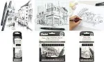 PentelArts Permanent Fineliner Pointliner 8 dalių rinkinys, juodas, 0,03 mm&ndash;0,8 mm + teptukas YS20P-8