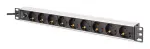 DIGITUS PDU - 1U aliumininis stovo maitinimo skirstytuvas 8x CEE 7/7 lizdas 1x lizdas 10A Ki&scaron;tukas 250VAC 50/60Hz IEC C14 ki&scaron;tukas su saugikliu