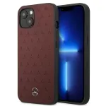 Mercedes MEHCP13SPSQRE iPhone 13 mini 5,4 inch raudonas kietas odinis dėklas su žvaigždžių ra&scaron;tu
