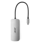 Acer HP.DSCAB.018 7 viename USB-C stotelė, 3x USB-A 5 Gb/s, HDMI 4K 60 Hz, SD/microSD, 100 W PD, sidabrinė