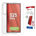 Displex apsauginis stiklas Samsung Galaxy S25 Ultra su dėklu ir EASY-ON&reg; Eco montavimo rėmeliu, atsparus įbrėžimams