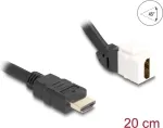 DeLOCK Keystone modulio laidas HDMI (vyri&scaron;kas) į (moteri&scaron;ką) 45&deg; kampu 8K 60 Hz 20 cm juodas