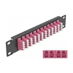 Optimis pluo&scaron;to skirstymo skydas DeLOCK 10 colių 12 prievadų LC Quad Violetinis 1U Juodas