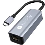 Techly IDATA USB-ETGIGA-CA dokų stotelė / prievadų plėtinys, laidinis USB 3.2 Gen 1 (3.1 Gen 1) Type-C, juoda, sidabrinė