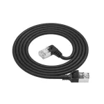ACT Black 1 m U/FTP CAT6A LSZH plonas pataisos kabelis su RJ45 jungtimis 90&deg; kampu į de&scaron;inę ir tiesia