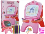 LEAN TOYS Dvipusė magnetinė kreidinė lenta su trafaretais, rožinė