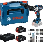 Bosch Professional 18V belaidis gręžtuvas-suktuvas komplektas 2x5.0Ah Li-Ion 110Nm be&scaron;epetėlis su įkrovikliu ir antgalių rinkiniu MetaLoc II dėkle