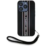 KARL LAGERFELD Saffiano Athleisure Stripes Cord Case, skirta iPhone 15 Pro, juoda/rožinė