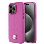 DKNY DKHMP15XPSHRPSP iPhone 15 Pro Max 6,7 inch Pink Hardcase Leather Monogram Pattern Metal Logo MagSafe