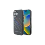 BMW BMHCP16M23HTRAK Hardcase, skirta iPhone 16 Plus 6,7 colio, juoda, Motorsport IML Random Stripes