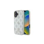 Guess GUHMP16SPGPYSH iPhone 16 6,1 colio baltas kietasis dėklas &ldquo;Peony Script Logo&rdquo; su MagSafe